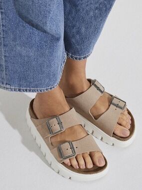 Papillo by Birkenstock platform Arizona sandals lugged sole Size 41